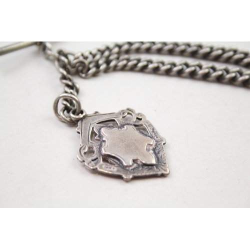 167 - Silver antique watch chain with fob (55g)