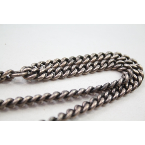 168 - Silver antique watch chain with dog clips (61g)