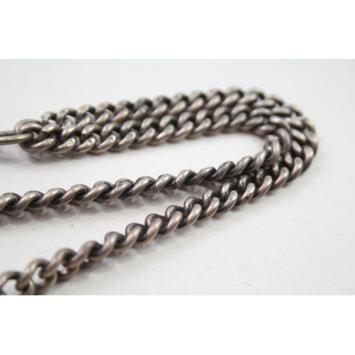 168 - Silver antique watch chain with dog clips (61g)