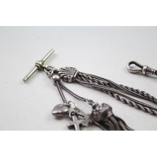 175 - Silver antique Albertina watch chain with tassel (30g)