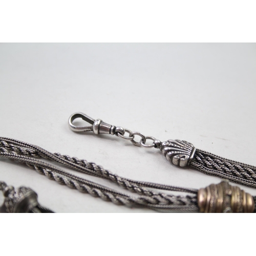 175 - Silver antique Albertina watch chain with tassel (30g)