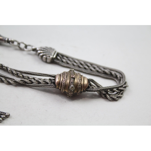 175 - Silver antique Albertina watch chain with tassel (30g)