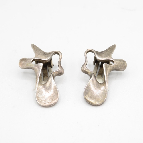 181 - Pair of silver 'Splash' clip on earrings by Henning Koppel for Georg Jensen (11g)