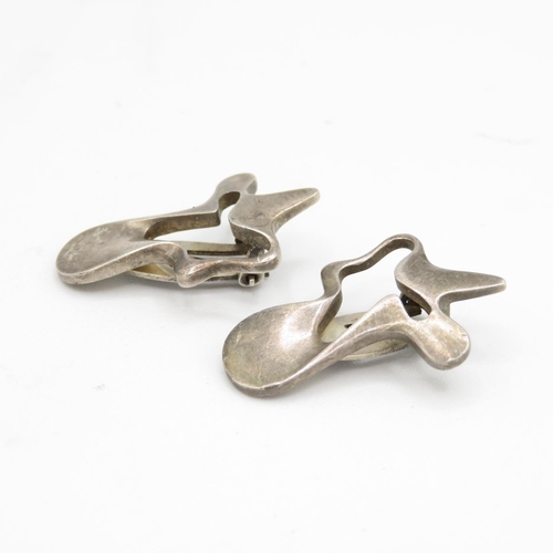 181 - Pair of silver 'Splash' clip on earrings by Henning Koppel for Georg Jensen (11g)