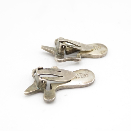 181 - Pair of silver 'Splash' clip on earrings by Henning Koppel for Georg Jensen (11g)