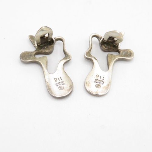 181 - Pair of silver 'Splash' clip on earrings by Henning Koppel for Georg Jensen (11g)