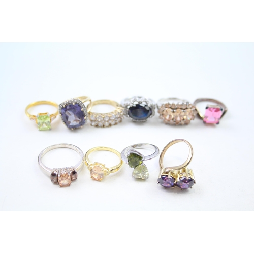 190 - A collection of silver CZ & gemstone rings (53g)