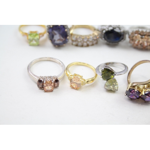 190 - A collection of silver CZ & gemstone rings (53g)