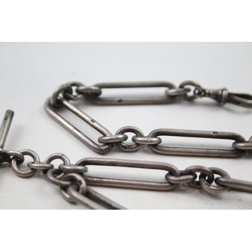 195 - Silver antique watch chain (46g)