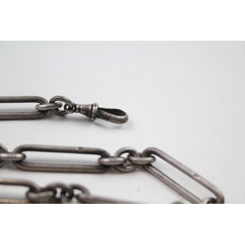 195 - Silver antique watch chain (46g)