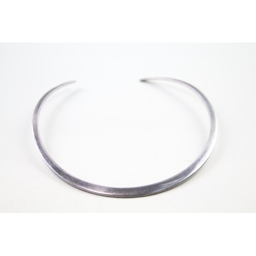 198 - Silver torque collar necklace by designer Gucci (28g)