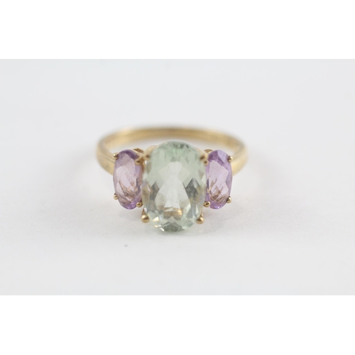 9ct gold blue & pink gemstone ring (3g) Size  R