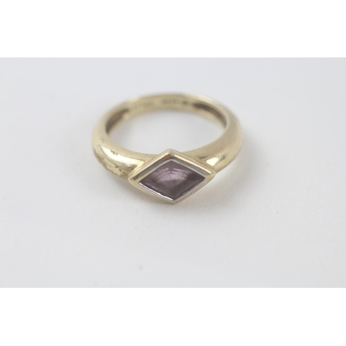 144 - 9ct gold amethyst ring (2.8g) Size  L