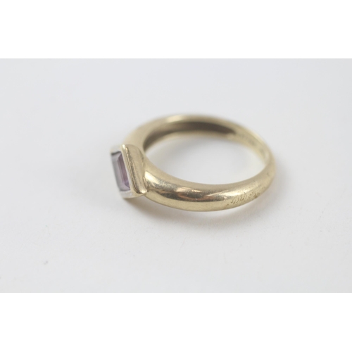 144 - 9ct gold amethyst ring (2.8g) Size  L