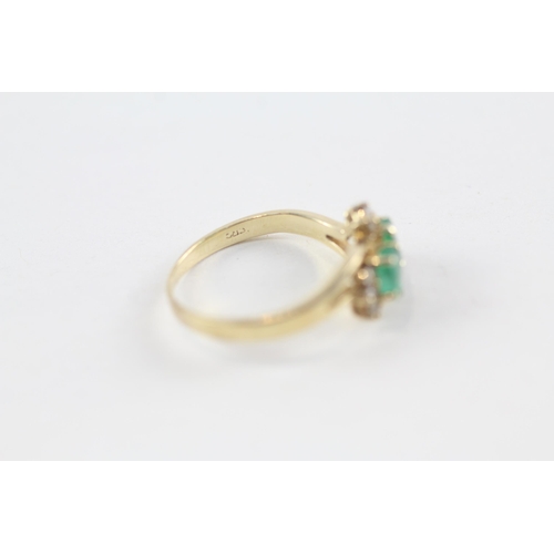 150 - 9ct gold emerald & diamond dress ring (2.1g) Size  N