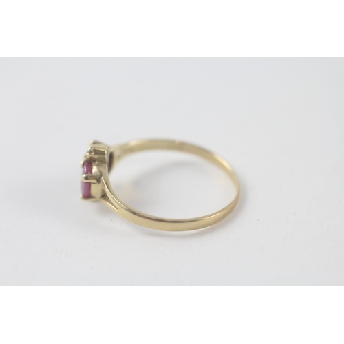 64 - 9ct gold ruby & diamond ring (1.6g) Size  O