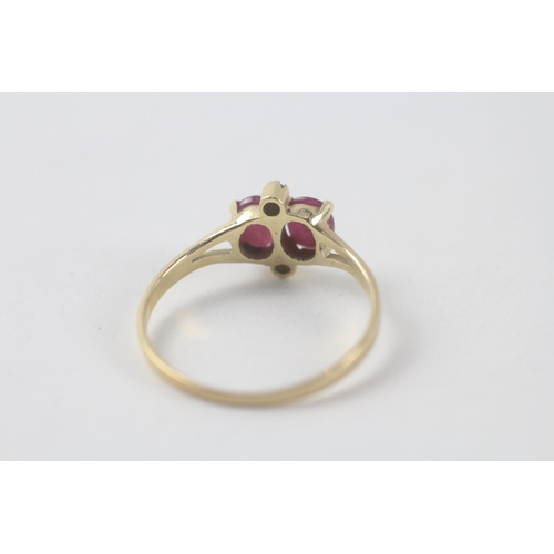 64 - 9ct gold ruby & diamond ring (1.6g) Size  O