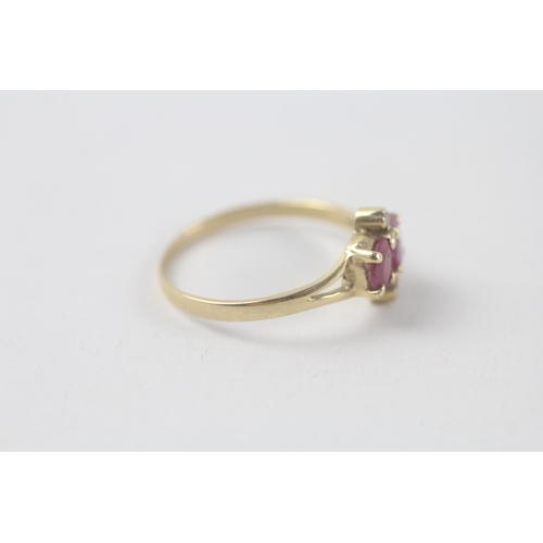 64 - 9ct gold ruby & diamond ring (1.6g) Size  O