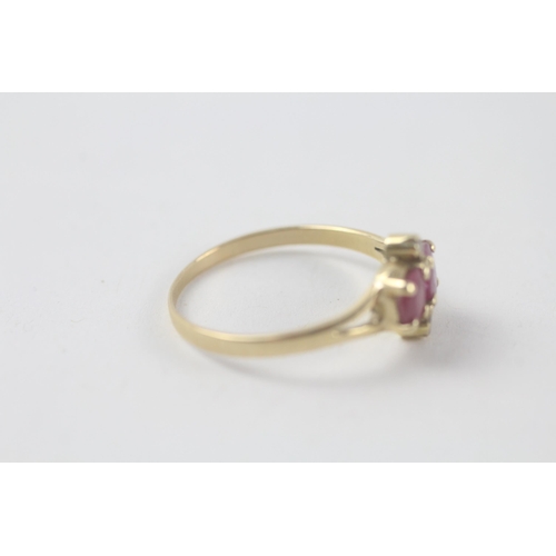 64 - 9ct gold ruby & diamond ring (1.6g) Size  O