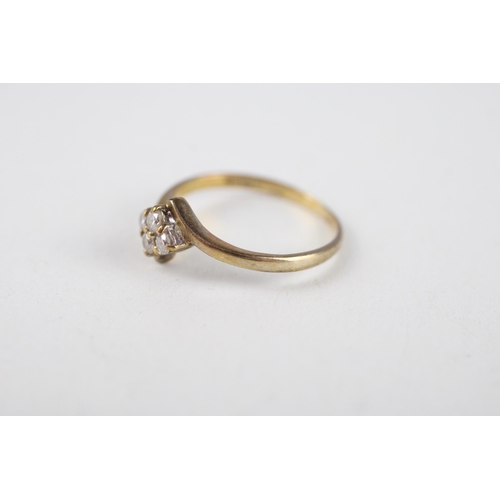 87 - 9ct gold diamond cluster ring (1.1g) Size  J