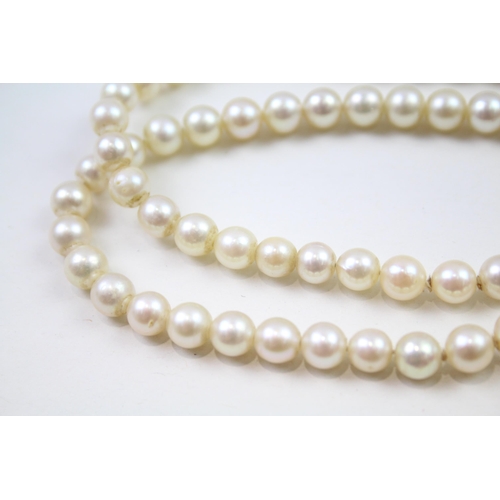 96 - 9ct gold cirtine & cultured pearl necklace (50.6g)