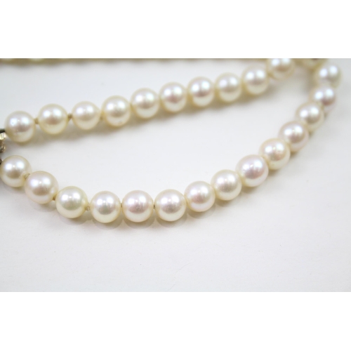 96 - 9ct gold cirtine & cultured pearl necklace (50.6g)