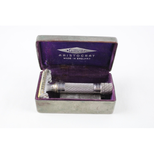 340 - 1930s Gillette Aristocrat #15 Safety Razor In Original Case