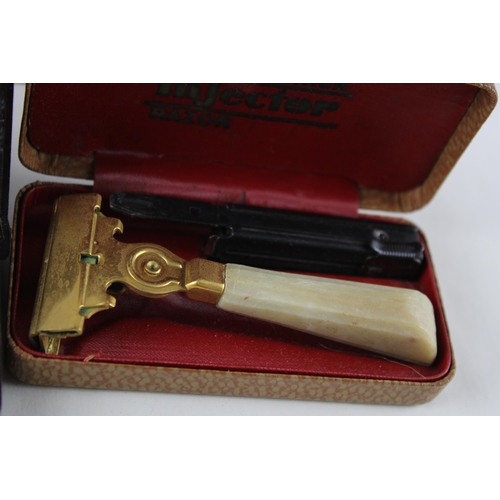 343 - 1950s Vintage Men's Cased Razors Inc Schick Injector, Wardonia Devon, Bakelite