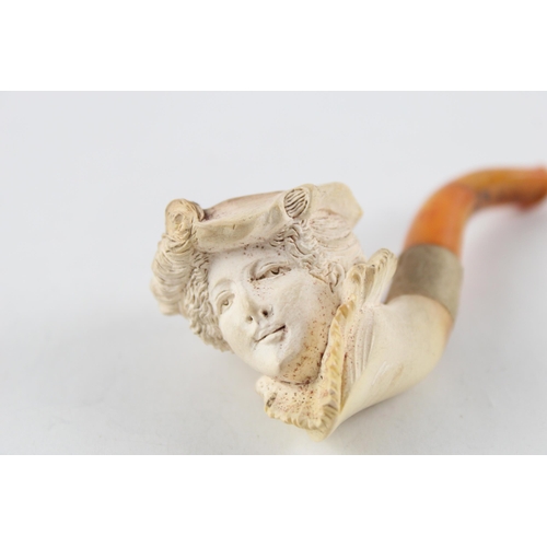 353 - Antique / Vintage Carved Meerschaum Smoking Pipe In The Form of A Lady Cased