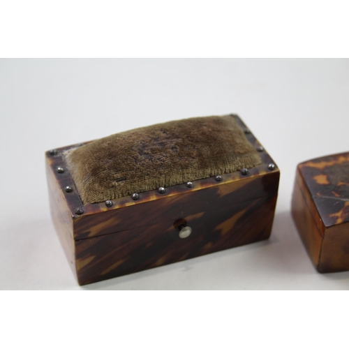 369 - Antique Wooden Trinket Boxes w/ Tortoise Shell Detail