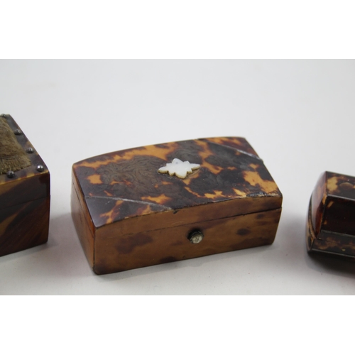 369 - Antique Wooden Trinket Boxes w/ Tortoise Shell Detail