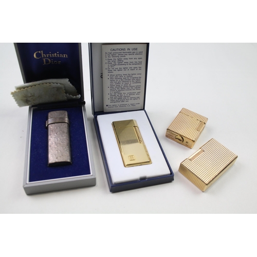 374 - 4 x Quality Lighters Inc ST Dupont Gold Plated - Givenchy & Christian Dior Paris