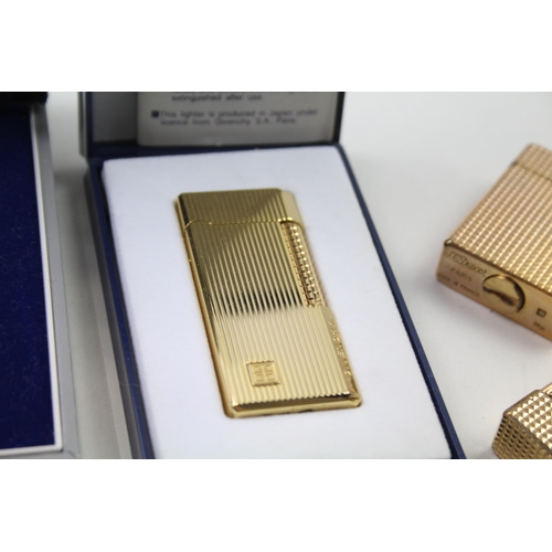 374 - 4 x Quality Lighters Inc ST Dupont Gold Plated - Givenchy & Christian Dior Paris