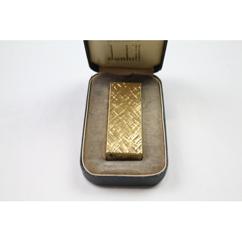 376 - 1 x Cased Dunhill Rollagas Gold Plated Lighter With Good Spark