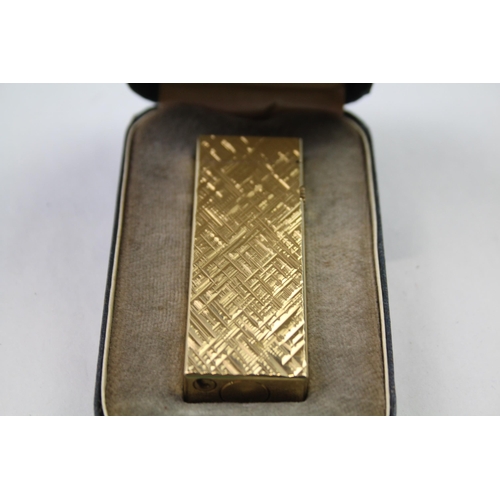 376 - 1 x Cased Dunhill Rollagas Gold Plated Lighter With Good Spark