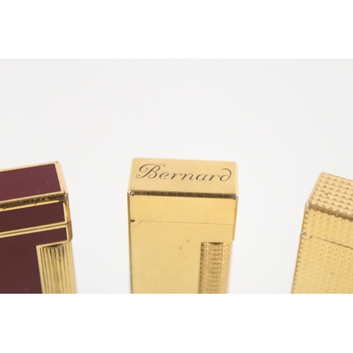 377 - 3 x Dunhill Rollagas Gold Plated Lighters Inc Burgundy Enamel Etc