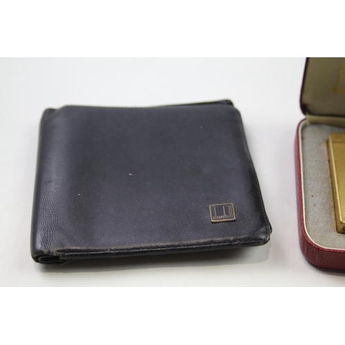 378 - 3 x Dunhill Items Inc. Rollagas Gold Plated Lighter - Tobacco Pouch & Wallet