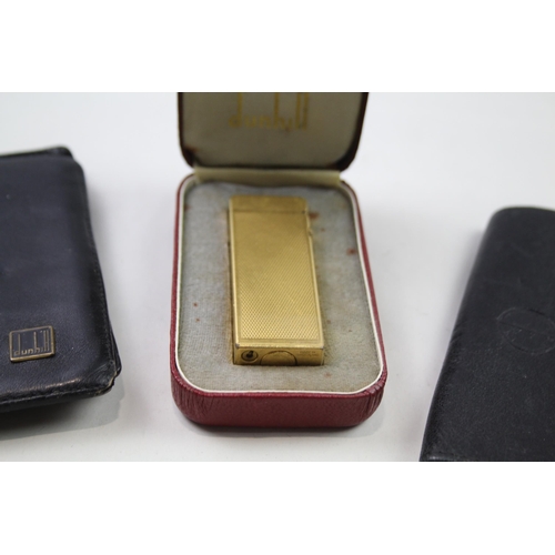 378 - 3 x Dunhill Items Inc. Rollagas Gold Plated Lighter - Tobacco Pouch & Wallet