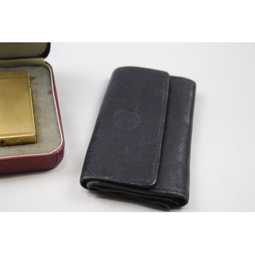 378 - 3 x Dunhill Items Inc. Rollagas Gold Plated Lighter - Tobacco Pouch & Wallet