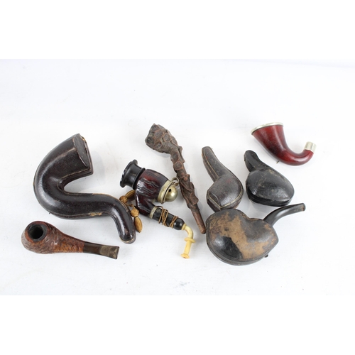 385 - 8x Estate Pipes Inc. Antique Cased Meerschaum - Gourd Calabash - Carved Wood Etc