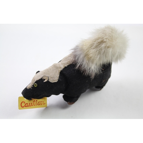 386 - Antique / Vintage Clockwork Skunk w/ Fur Tail