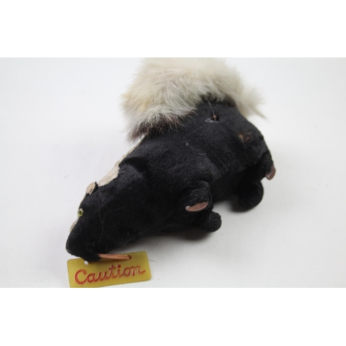 386 - Antique / Vintage Clockwork Skunk w/ Fur Tail