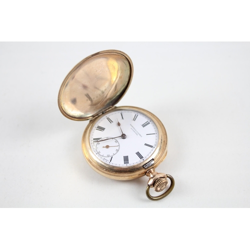 396 - Cambell & Lumby Vintage Rolled Gold Full Hunter Pocket Watch Hand-wind WORKING