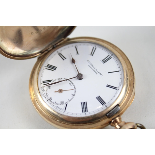 396 - Cambell & Lumby Vintage Rolled Gold Full Hunter Pocket Watch Hand-wind WORKING