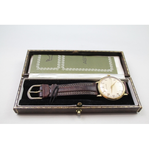 398 - SMITHS ASTRAL Gents Vintage Gold Tone WRISTWATCH Hand-wind WORKING Boxed