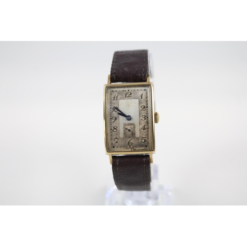 404 - MOVADO Curviplan 9ct Gold Cased Gents C.1930's WRISTWATCH Hand-wind WORKING