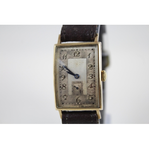 404 - MOVADO Curviplan 9ct Gold Cased Gents C.1930's WRISTWATCH Hand-wind WORKING