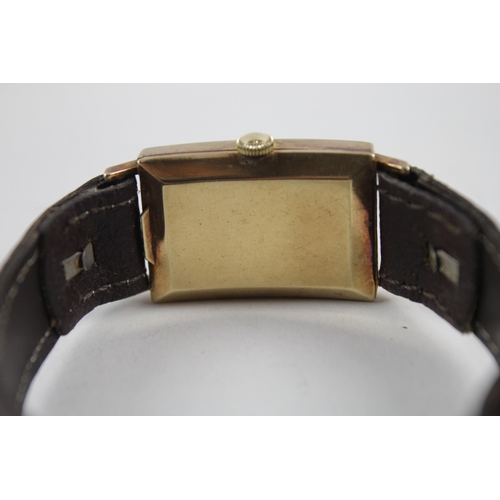 404 - MOVADO Curviplan 9ct Gold Cased Gents C.1930's WRISTWATCH Hand-wind WORKING