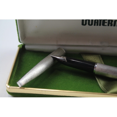 427 - Vintage WATERMAN Silver Plate Slimline Fountain Pen w/ 18ct White Gold Nib