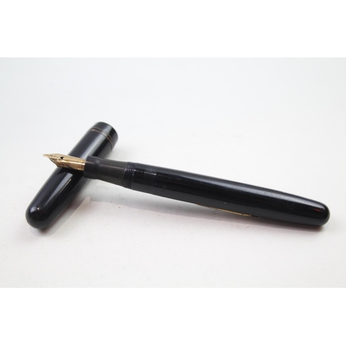 430 - Vintage MABIE TODD Swan Self Filler Calligraph Black Fountain Pen w/ 14ct Nib